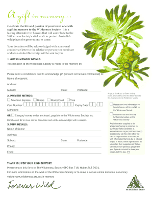 Gift in Memory Donation Form