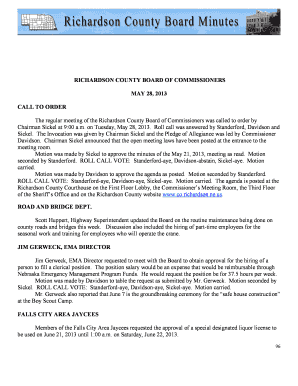 RICHARDSON COUNTY BOARD OF COMMISSIONERS MAY 28 2013 CALL - co richardson ne