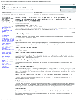 Meta-analysis of randomised controlled trials of the effectiveness of antiarrhythmic agents at promoting sinus rhythm in patients with atrial fibrillation Structured abstract