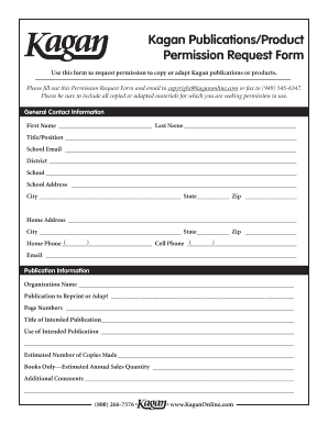 Kagan PublicationsProduct Permission Request Form