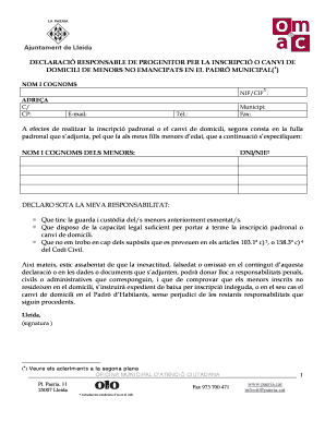 Parent Responsible Declaration for Minor Registration