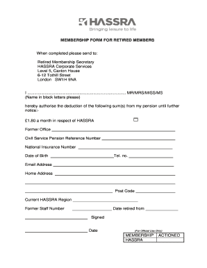 Retired Members Membership Form