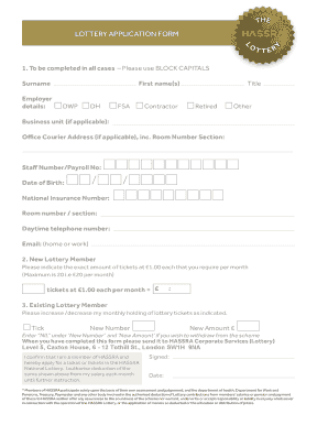 HASSRA Lottery Application Form