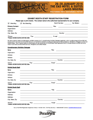 Exhibit Booth Staff Registration Form