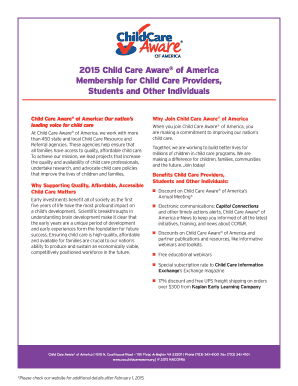 Child Care Aware Membership Application