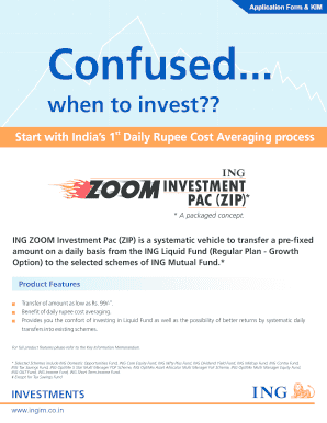 ING Zoom Investment Pac (ZIP) Application Form