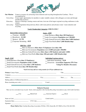 Carolina Recycling Association Membership Application