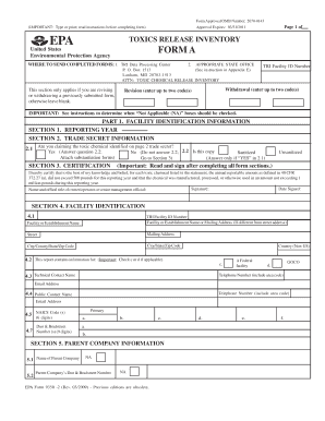 EPA Toxic Chemical Release Inventory Form A