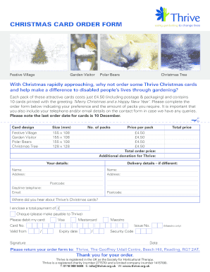 Thrive Christmas Card Order Form