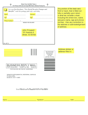 Senior Supplemental Referral Service Business Reply Card