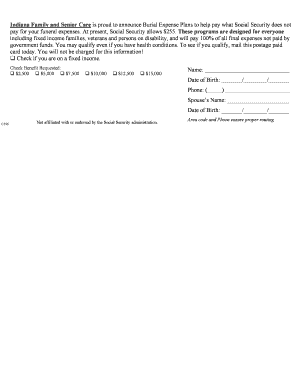 Indiana Burial Expense Plan Application