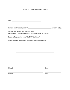 Life Insurance Policy Cancellation Letter