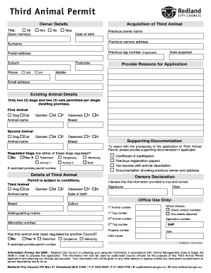 Third Animal Permit Application