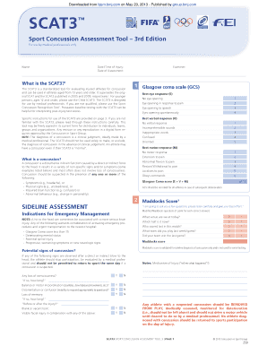 SCAT3 Sport Concussion Assessment Tool