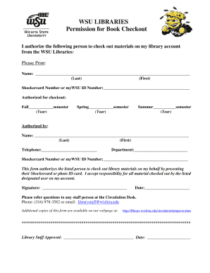 WSU Libraries Book Checkout Permission