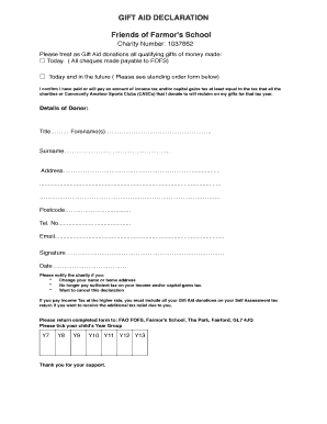 Gift Aid Declaration Form