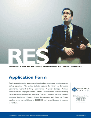Insurance Application Form for Recruitment Agencies