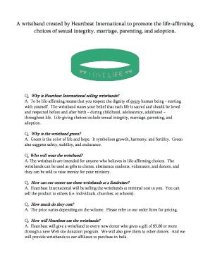 Love Life Wristbands Order Form