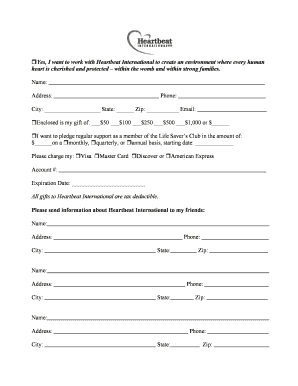Heartbeat International Donation Form