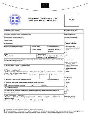 Schengen Visa Application Form