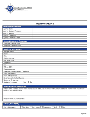 Insurance Quote Application Form