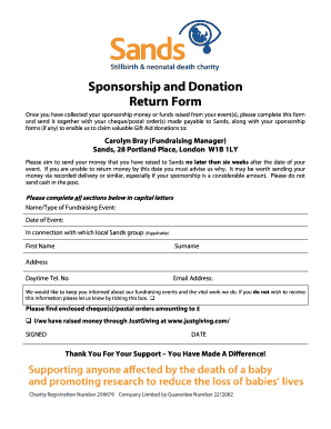 Sponsorship and Donation Return Form