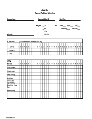 Survivor Participant Activity Log