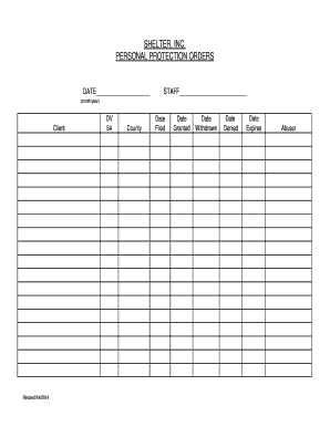 Personal Protection Order Form