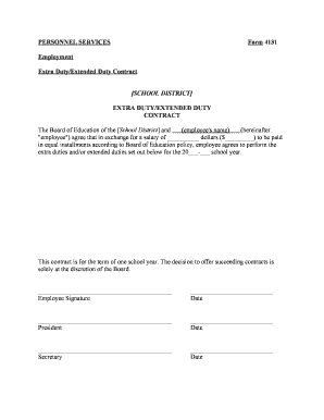 Extra Duty/Extended Duty Contract