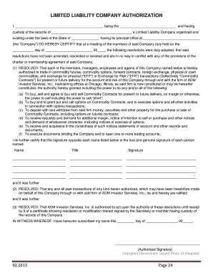 Limited Liability Company Authorization