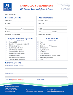 Hermitage Medical Clinic Cardiology Referral Form