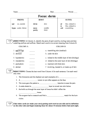 Medical Terminology Worksheet