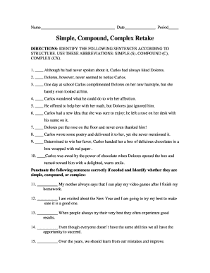 Sentence Structure Worksheet