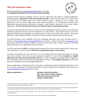 Team America Rocketry Challenge 2014 Application