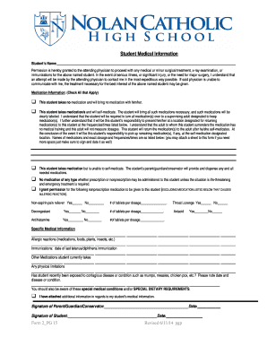 Student Medical Information Form