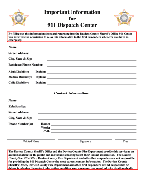 Emergency Contact Information Sheet