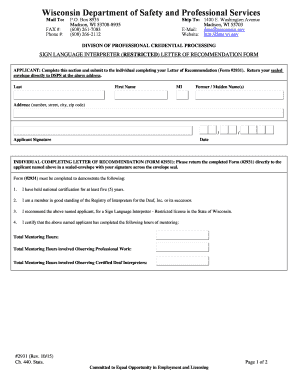 fillable online gov divison of professional credential processing recommendation letter for interpreter