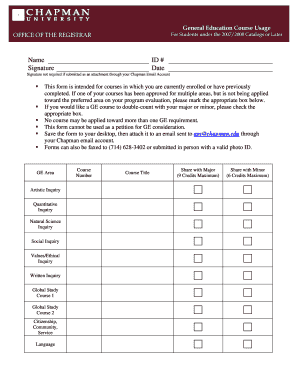 General Education Course Usage Form