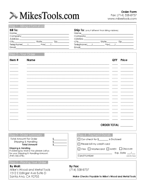MikesTools.com Order Form