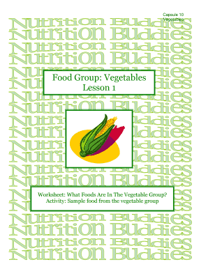 Vegetable Group Worksheet