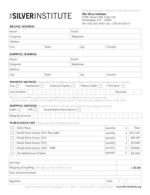 Silver Institute Publication Order Form
