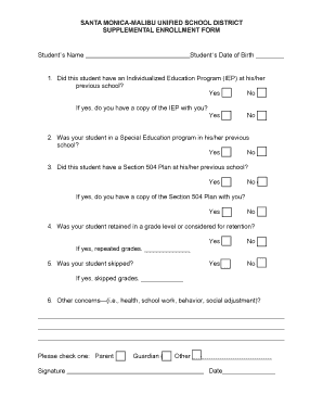 Supplemental Enrollment Form