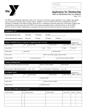YMCA Membership Application