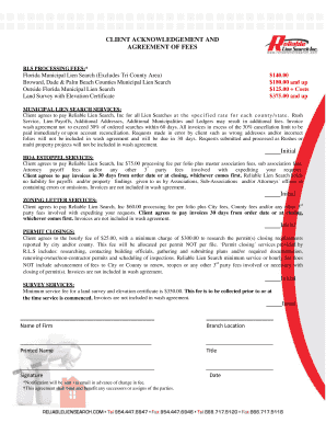Client Acknowledgement and Agreement of Fees