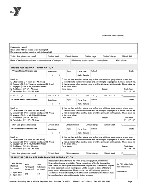 YMCA Adventure Guides Registration Form