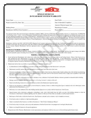 20-Year Roof System Warranty Agreement