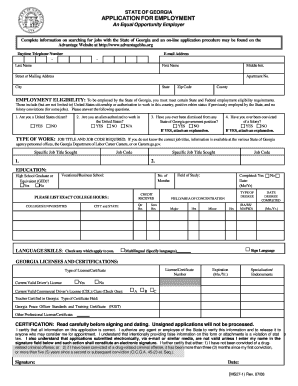 Georgia State Employment Application