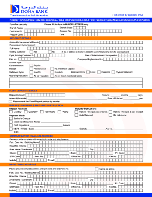 Doha Bank Product Application Form