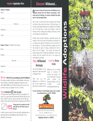 Wildwood Animal Adoption Application Form