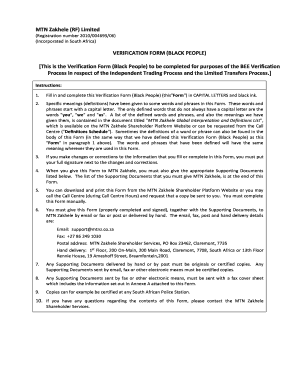 MTN Zakhele Black People Verification Form